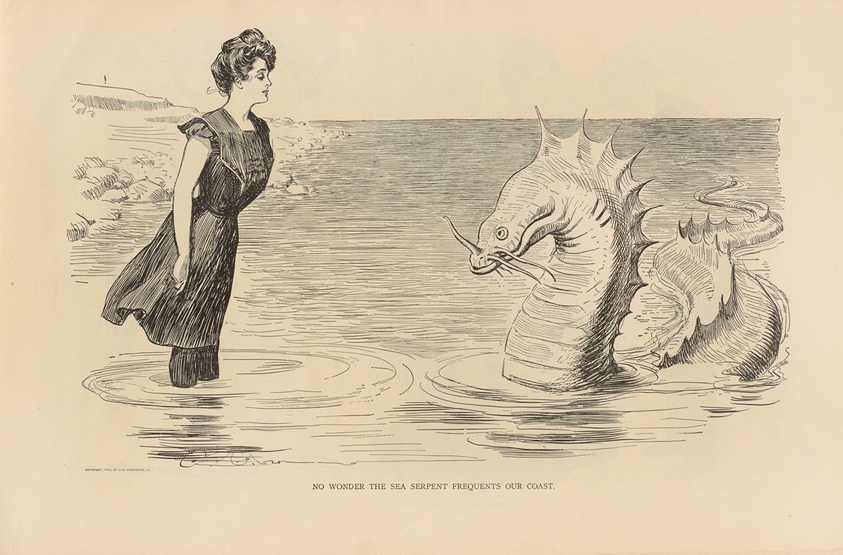 Charles Dana Gibson - No wonder the sea serpent frequents our coast