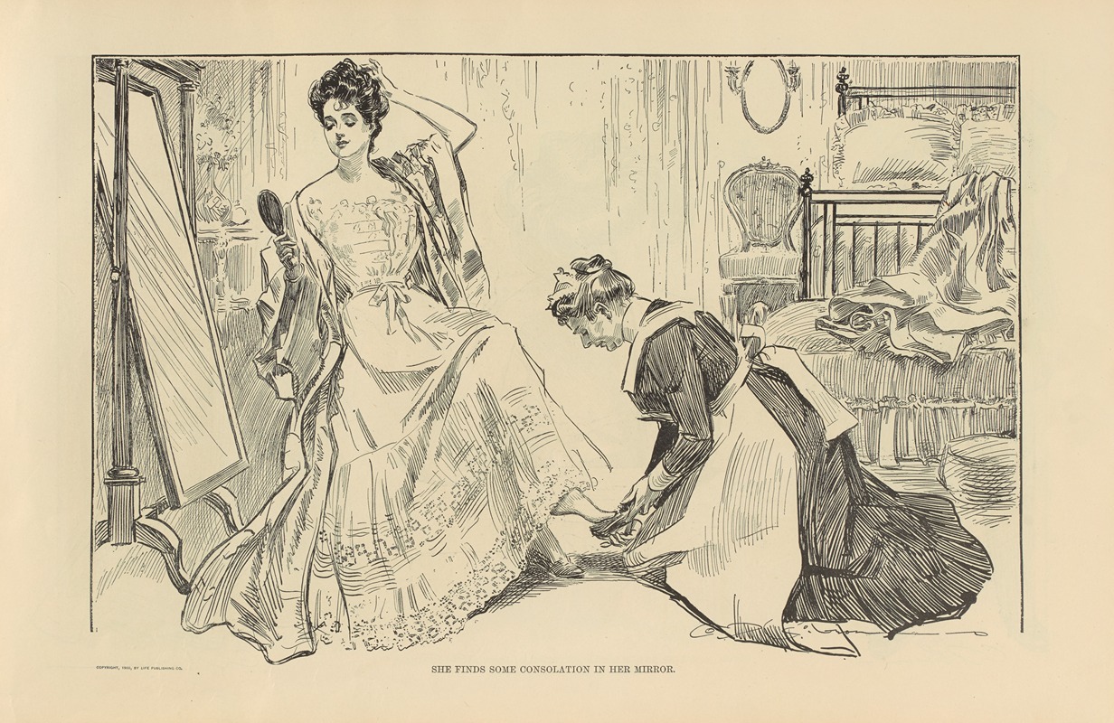 Charles Dana Gibson - She finds some consolation in her mirror