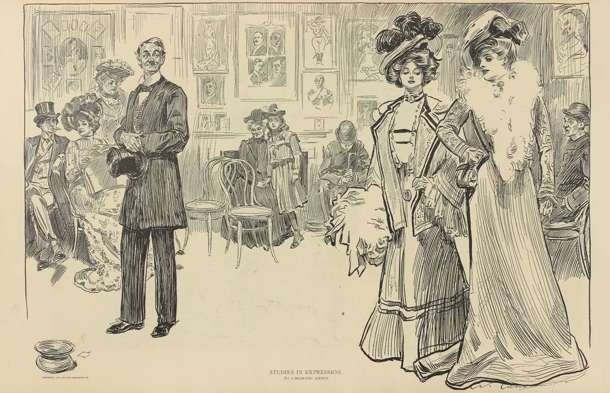 Charles Dana Gibson - Studies in expression, at a dramatic agency