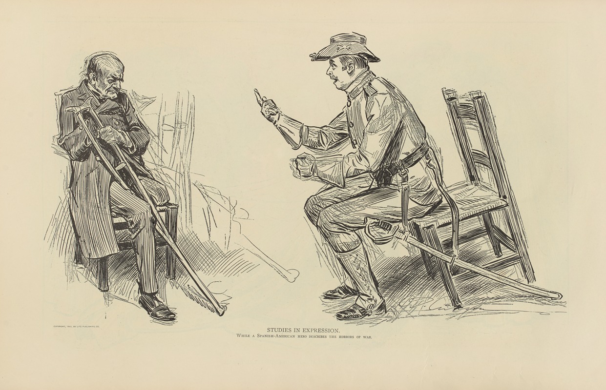 Charles Dana Gibson - Studies in expression, while a Spanish-American hero describes the horrors of war
