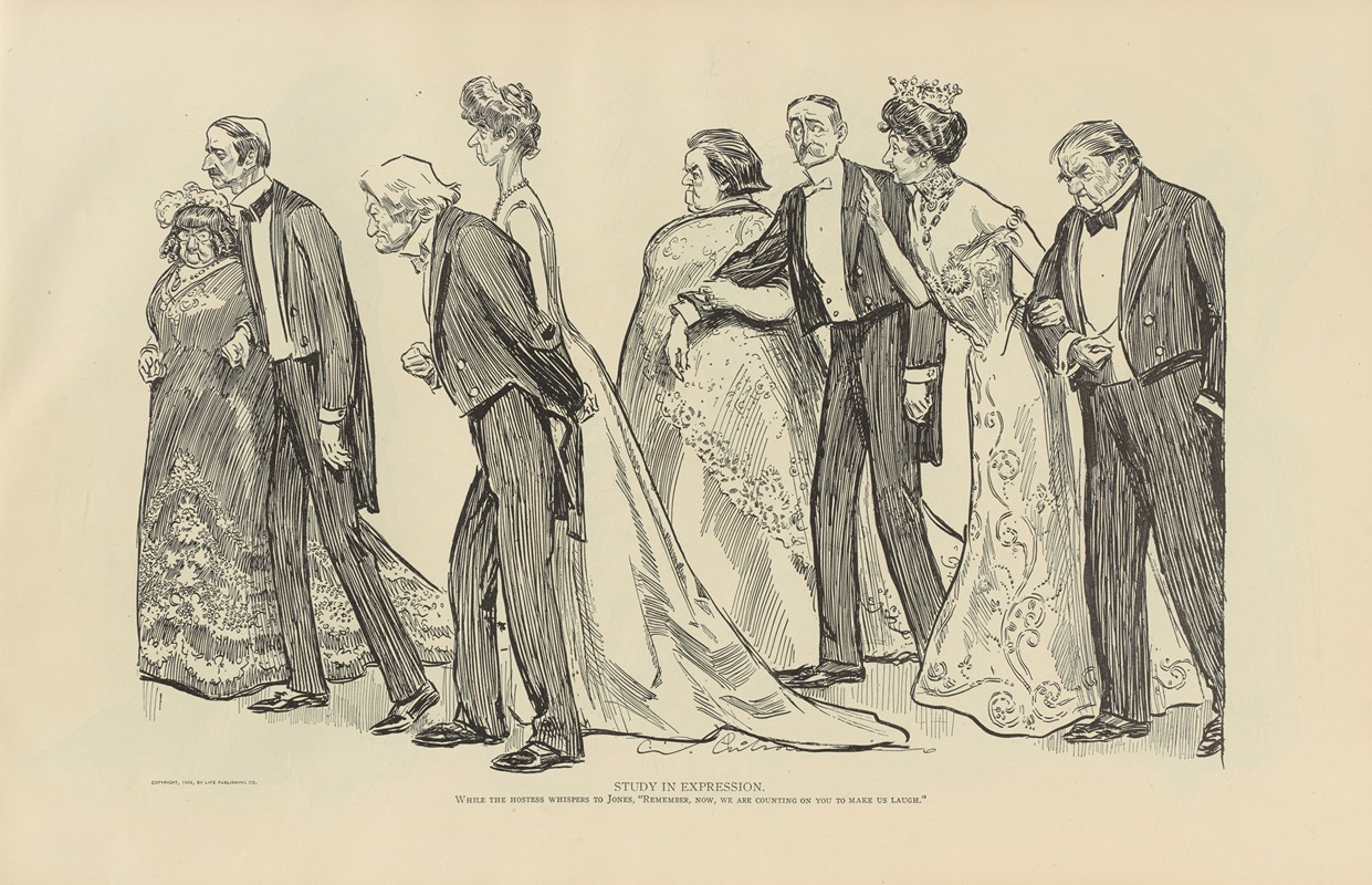 Charles Dana Gibson - Study in expression, while the hostess whispers to Jones