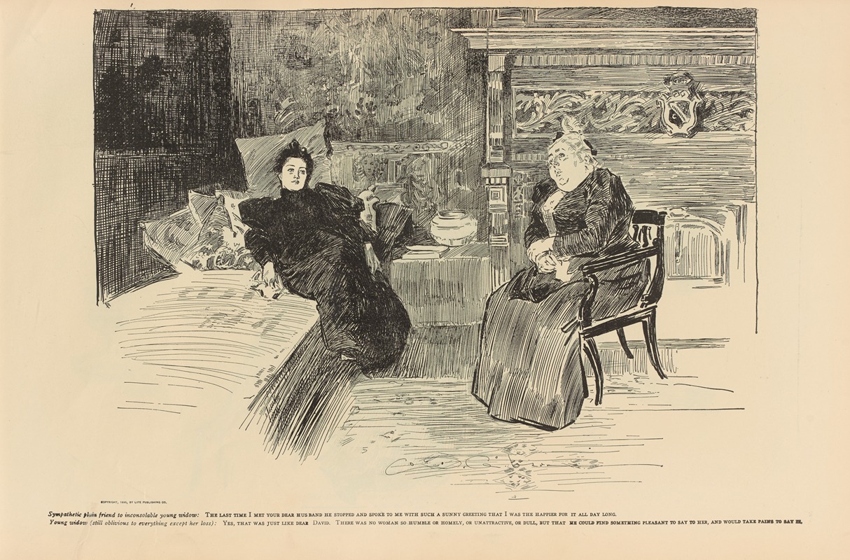 Charles Dana Gibson - Sympathetic plain friend to inconsolable young widow