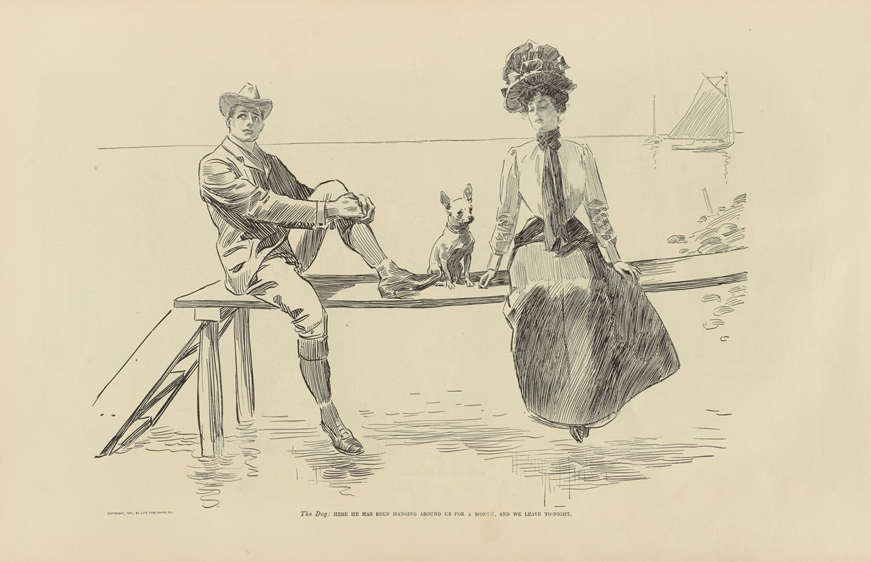 Charles Dana Gibson - The Dog; here he has been hanging around us for a month, and we leave to-night