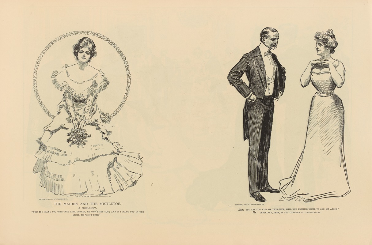 Charles Dana Gibson - The maiden and the mistletoe