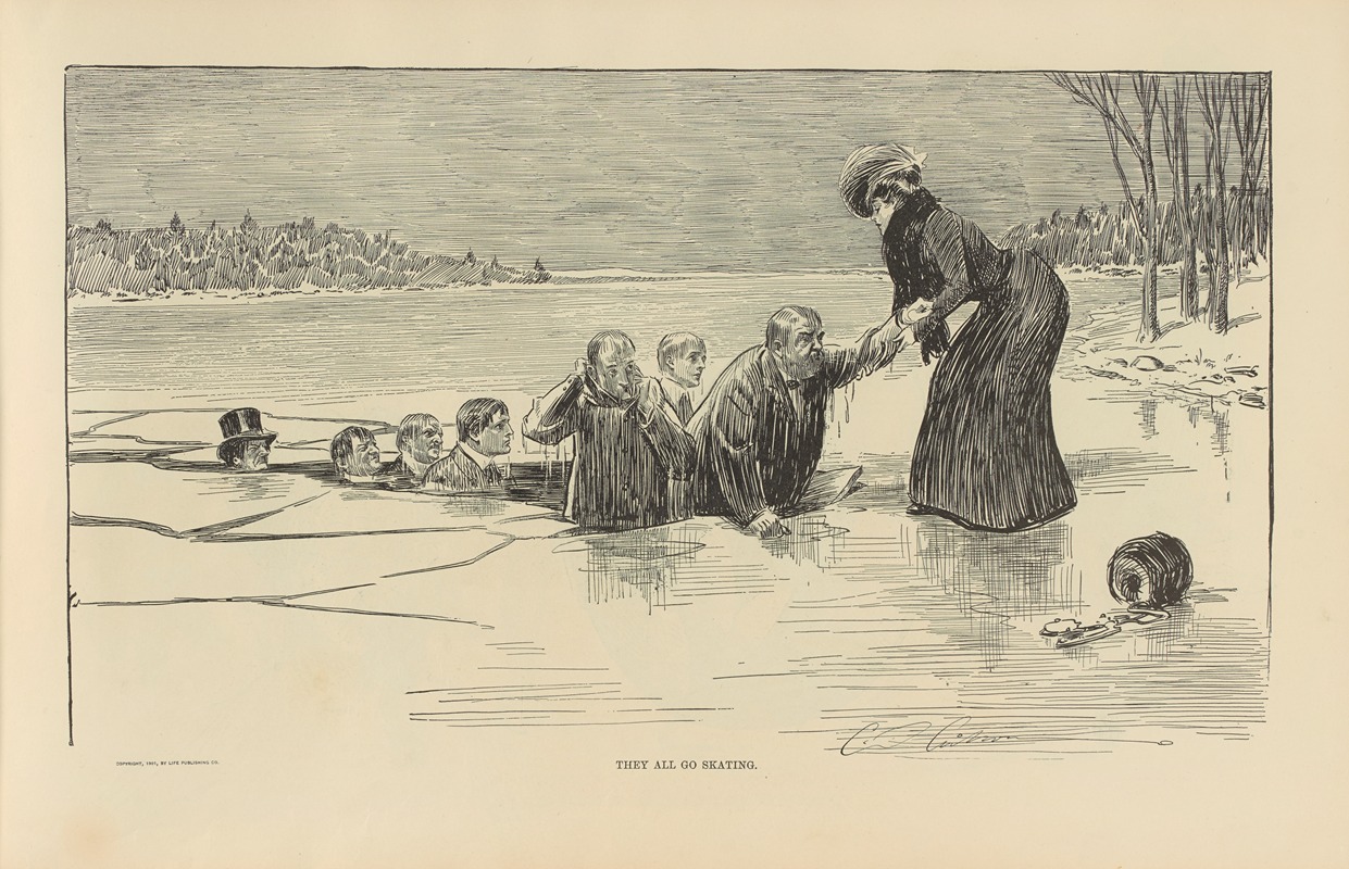 Charles Dana Gibson - They all go skating