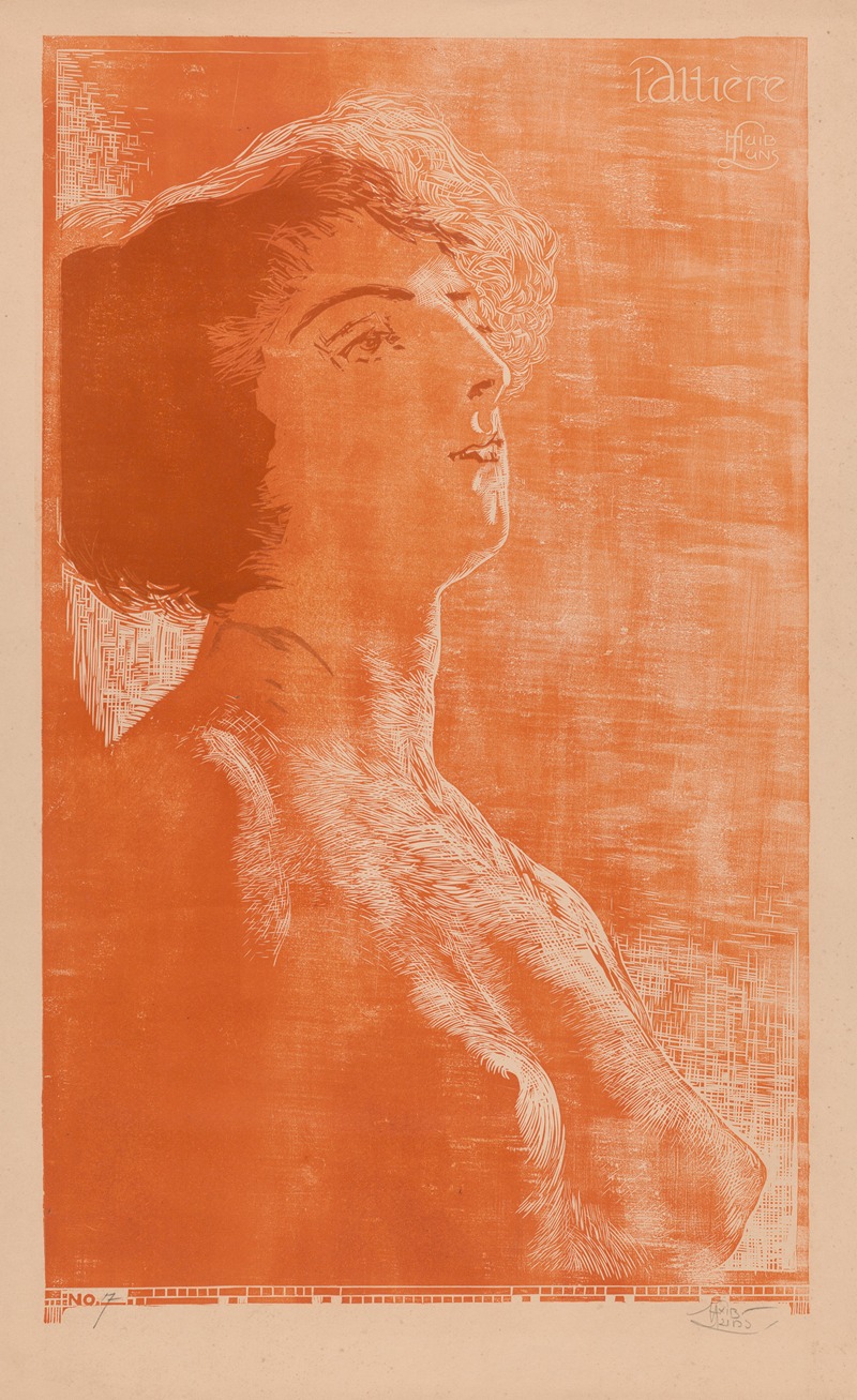 Huib Luns - Portret van een vrouw met ontbloot bovenlijf