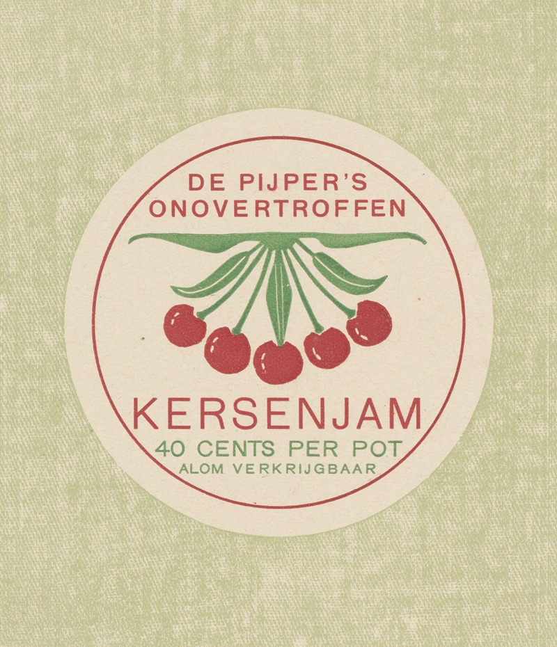 Reinier Willem Petrus de Vries - Advertentie voor De Pijper’s kersenjam