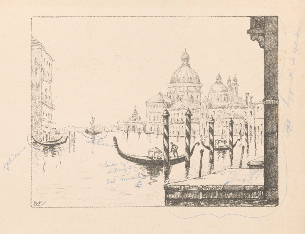 Reinier Willem Petrus de Vries - Gezicht op het Canal Grande en de Santa Maria della Salute, te Venetië