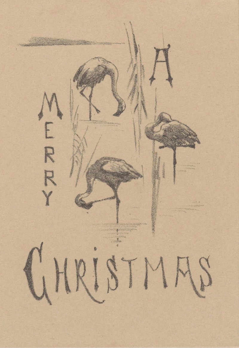 Theo van Hoytema - Kerstkaart met drie flamingo’s