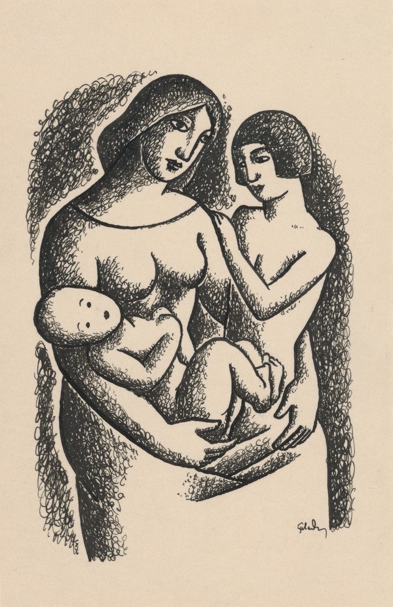 Mikuláš Galanda - Mother with Two Children in her Lap