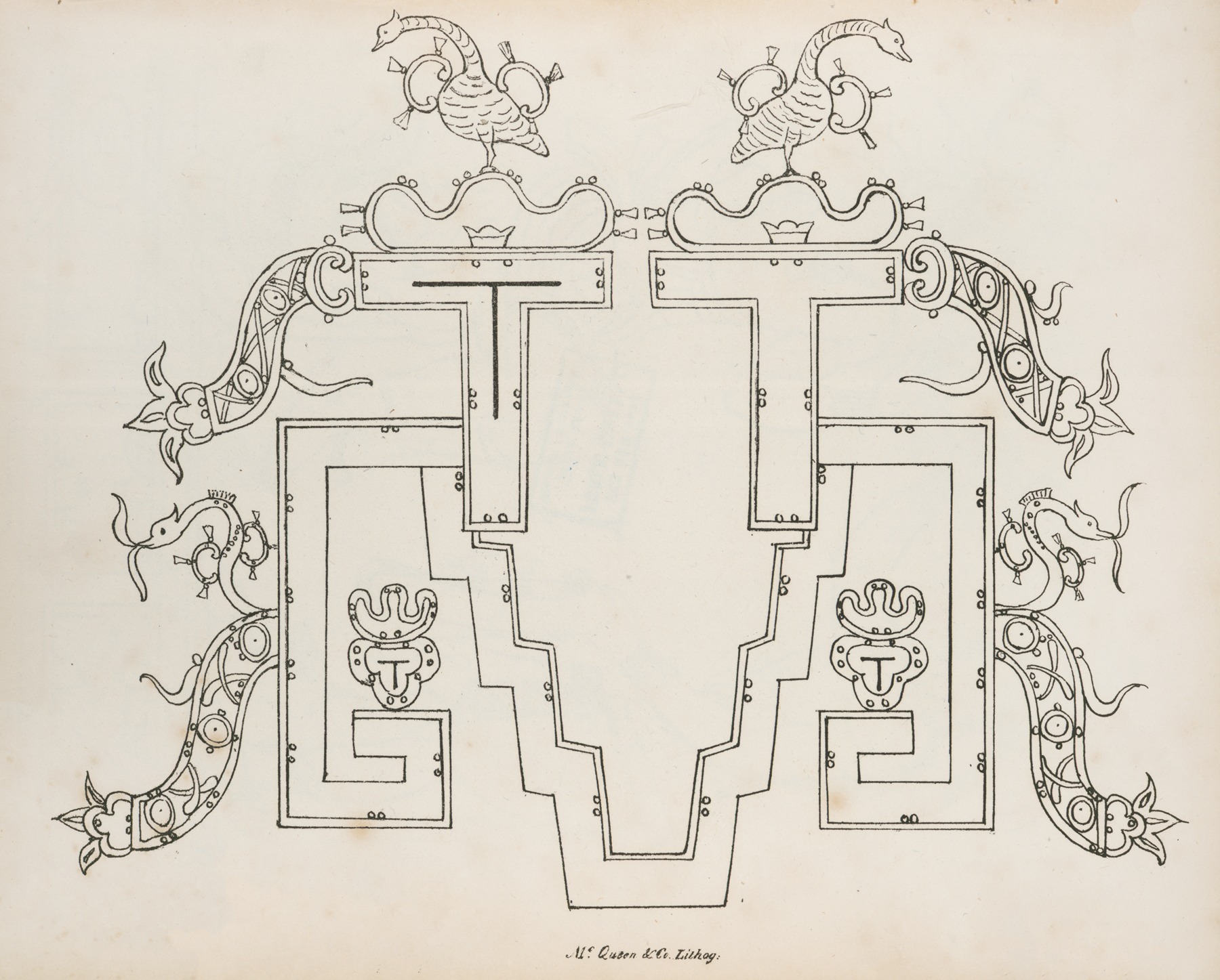 Antonio del Río - Architectural element decorated with birds and abstract designs