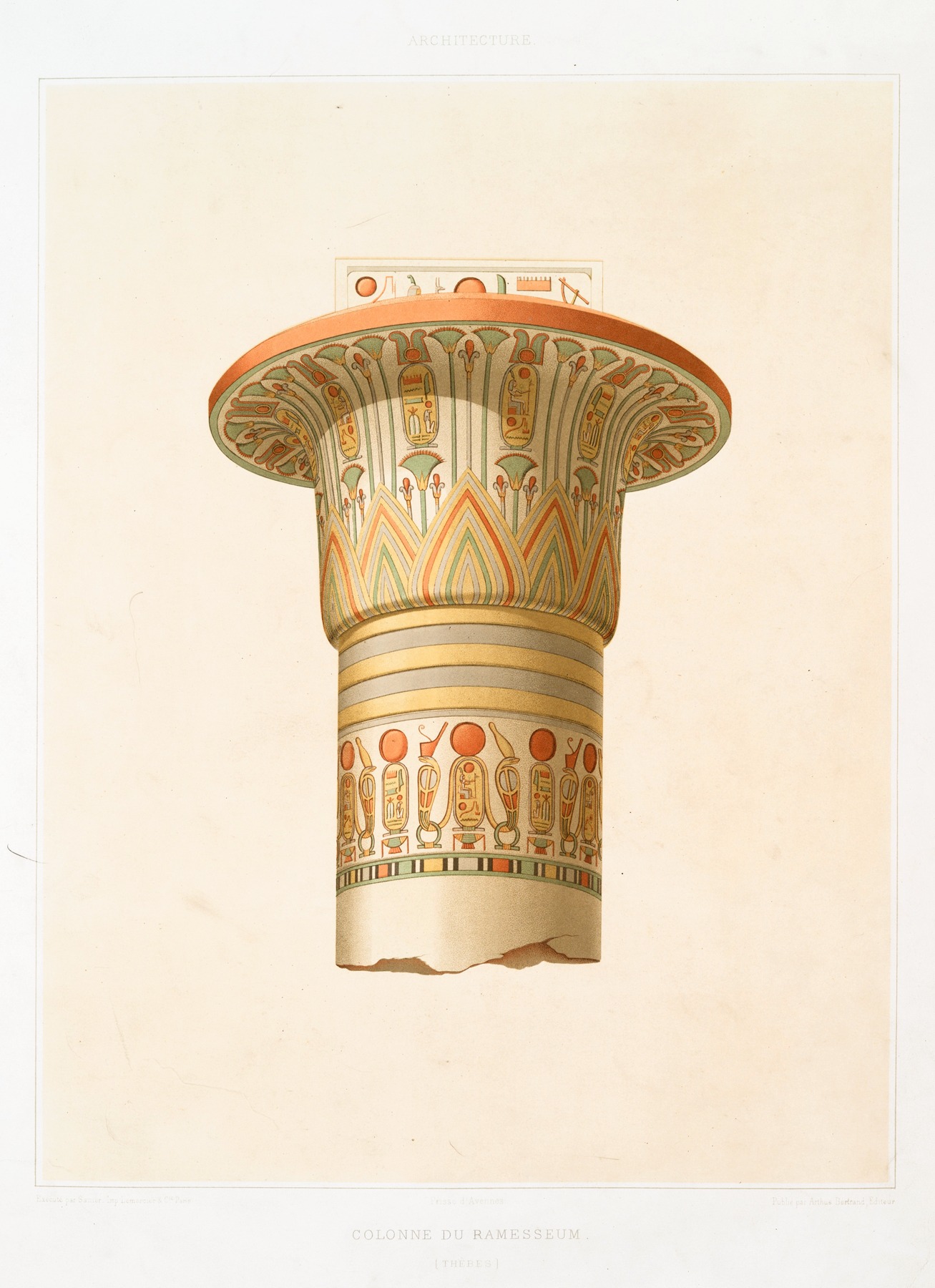 Émile Prisse d'Avennes - Architecture; colonne du Ramesseum (Thèbes)
