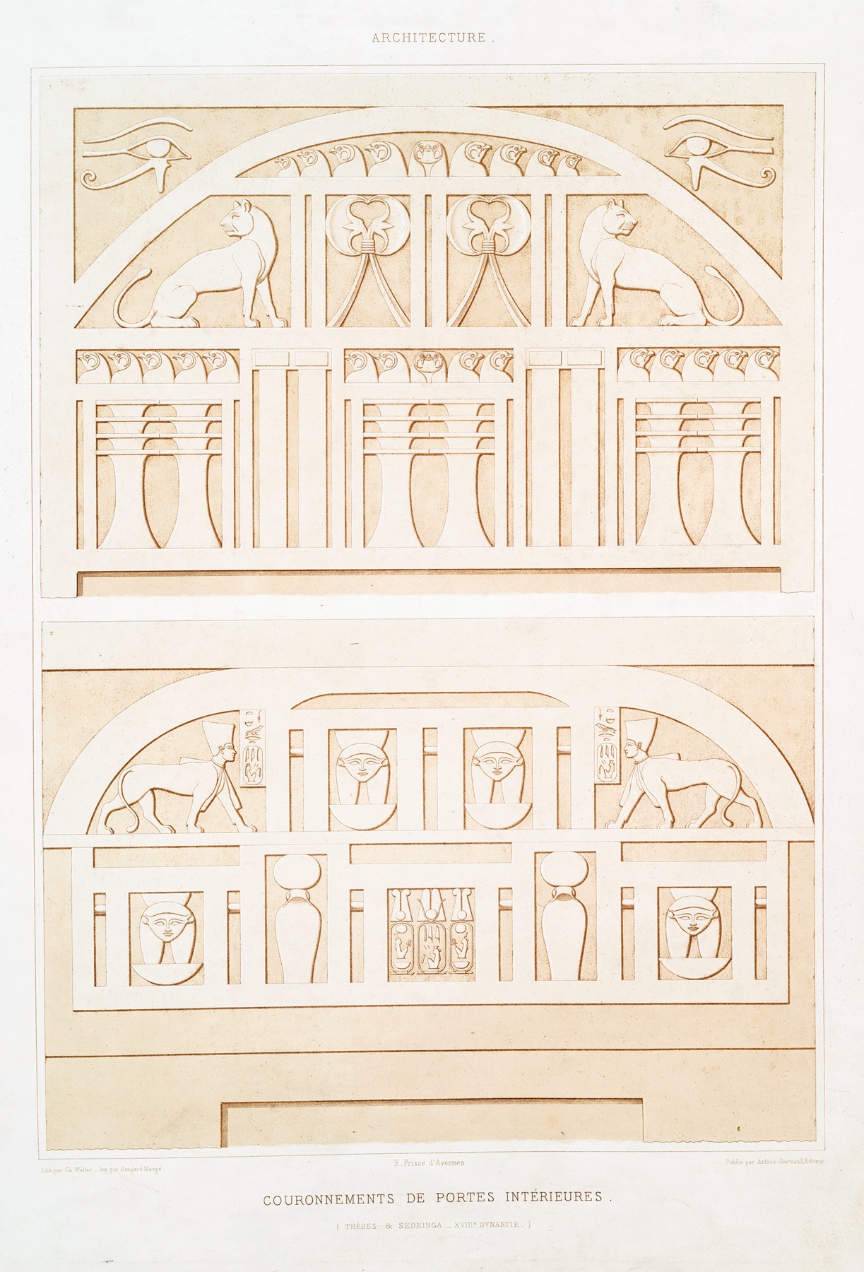 Émile Prisse d'Avennes - Architecture; couronnements de portes intérieures (Thèbes & Sedeinga –XVIIIe. dynastie)