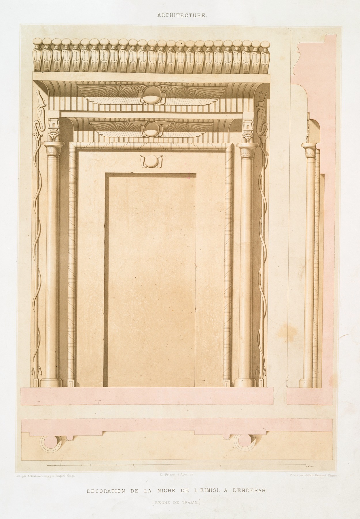 Émile Prisse d'Avennes - Architecture; décoration de la niche de l’eimisi, a Denderah ; (règne de Trajan)