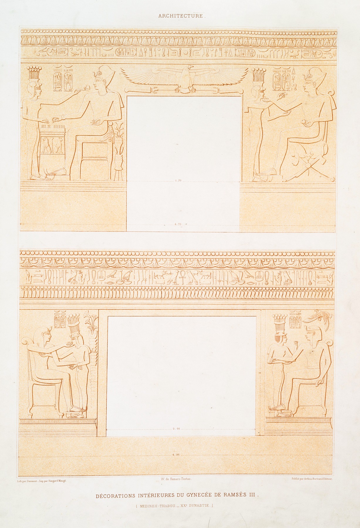 Émile Prisse d'Avennes - Architecture; décorations intérieures du gynecée de Ramsès III (Medineh Thabou — XXe. dynastie)