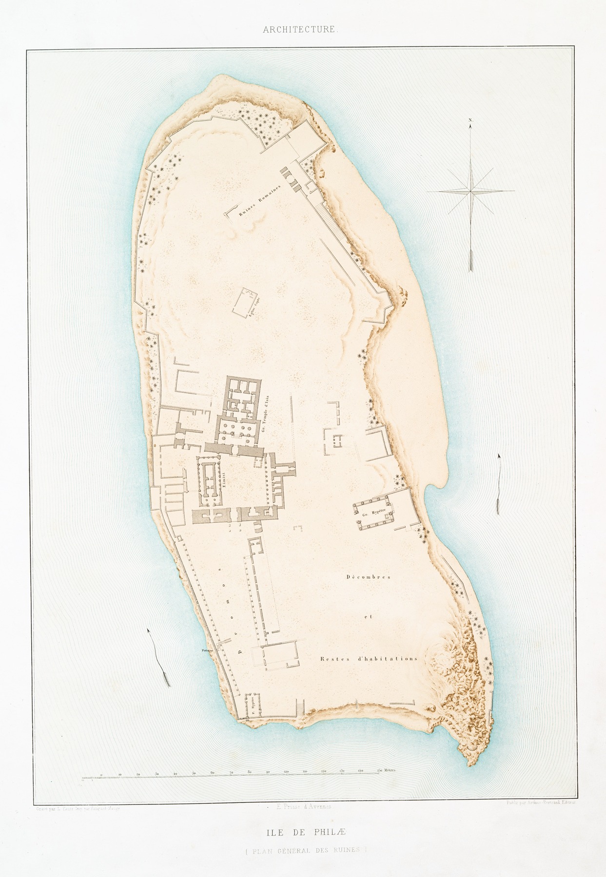 Émile Prisse d'Avennes - Architecture; Ile de Philæ (plan général des ruines)