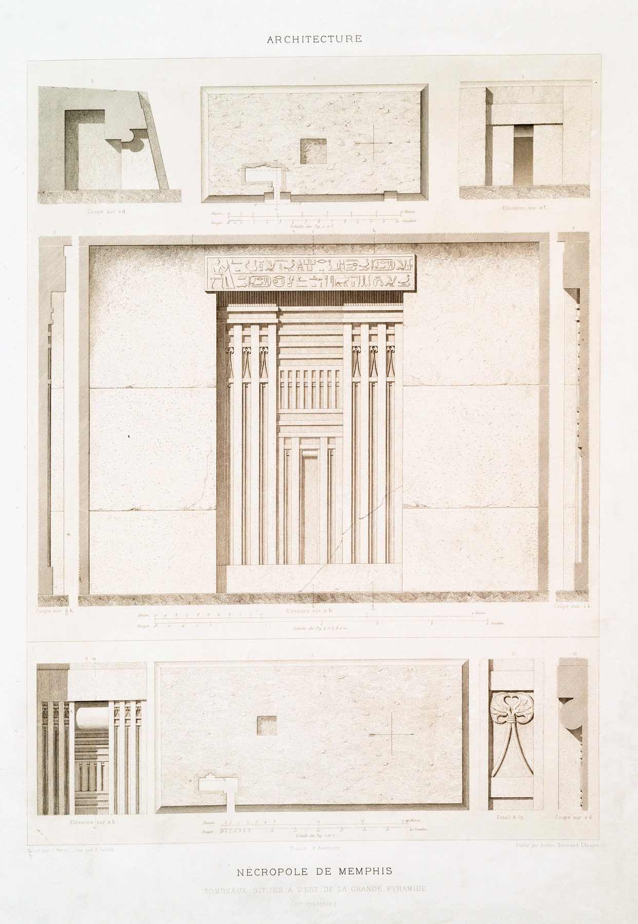 Émile Prisse d'Avennes - Architecture; nécropole de Memphis ; tombeaux situés à l’est de la grande pyramide (IVe. dynastie)