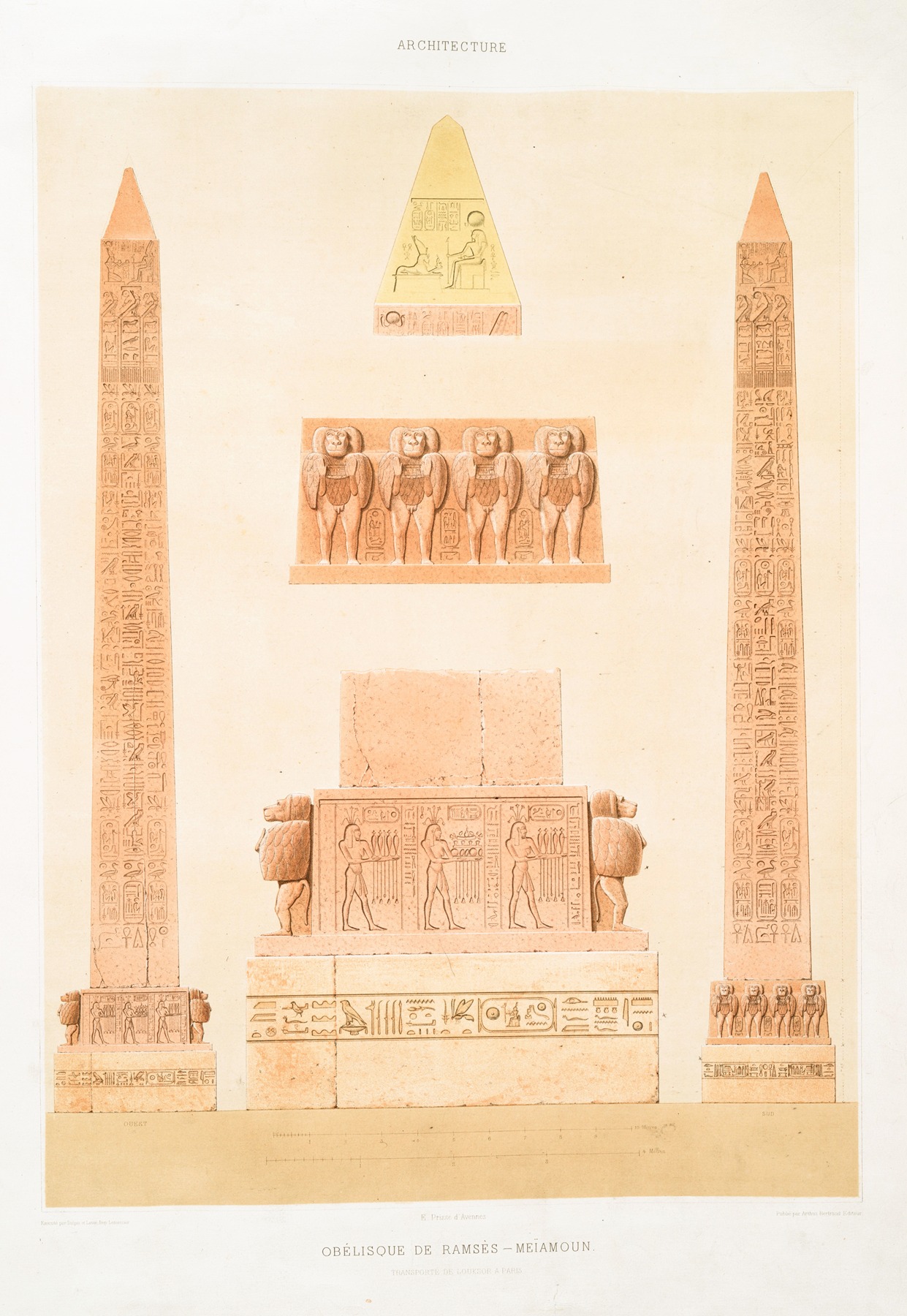 Émile Prisse d'Avennes - Architecture; obélisque de Ramsès — Meïamoun ; transporté de Louksor à Paris