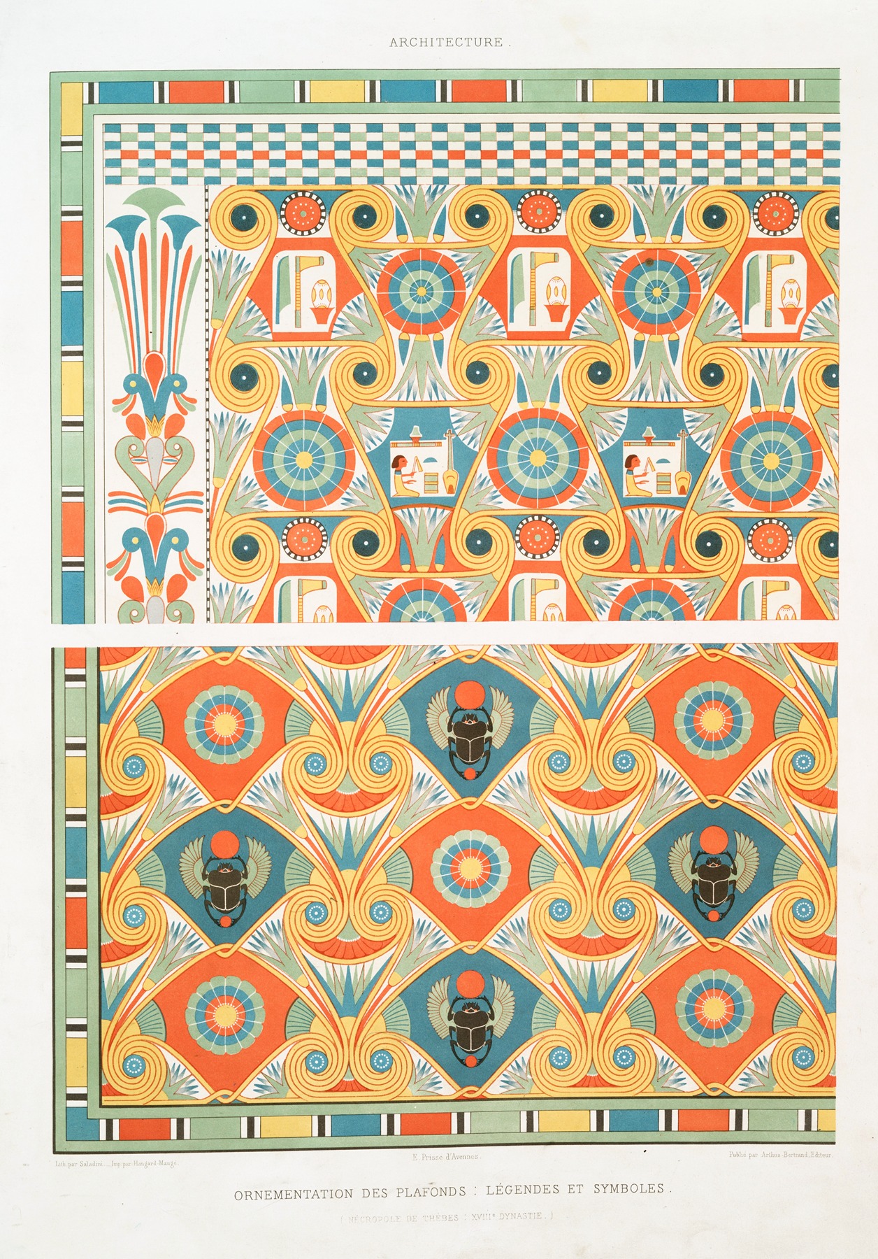 Émile Prisse d'Avennes - Architecture; ornementation des plafonds; légendes et symbols (nécropole de Thèbes ; XVIIIe. dynastie)