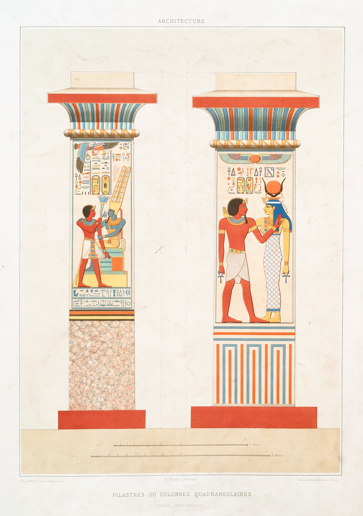 Émile Prisse d'Avennes - Architecture; pilasters ou colonnes quadrangulaires (Thèbes –XVIIIe. dynastie)