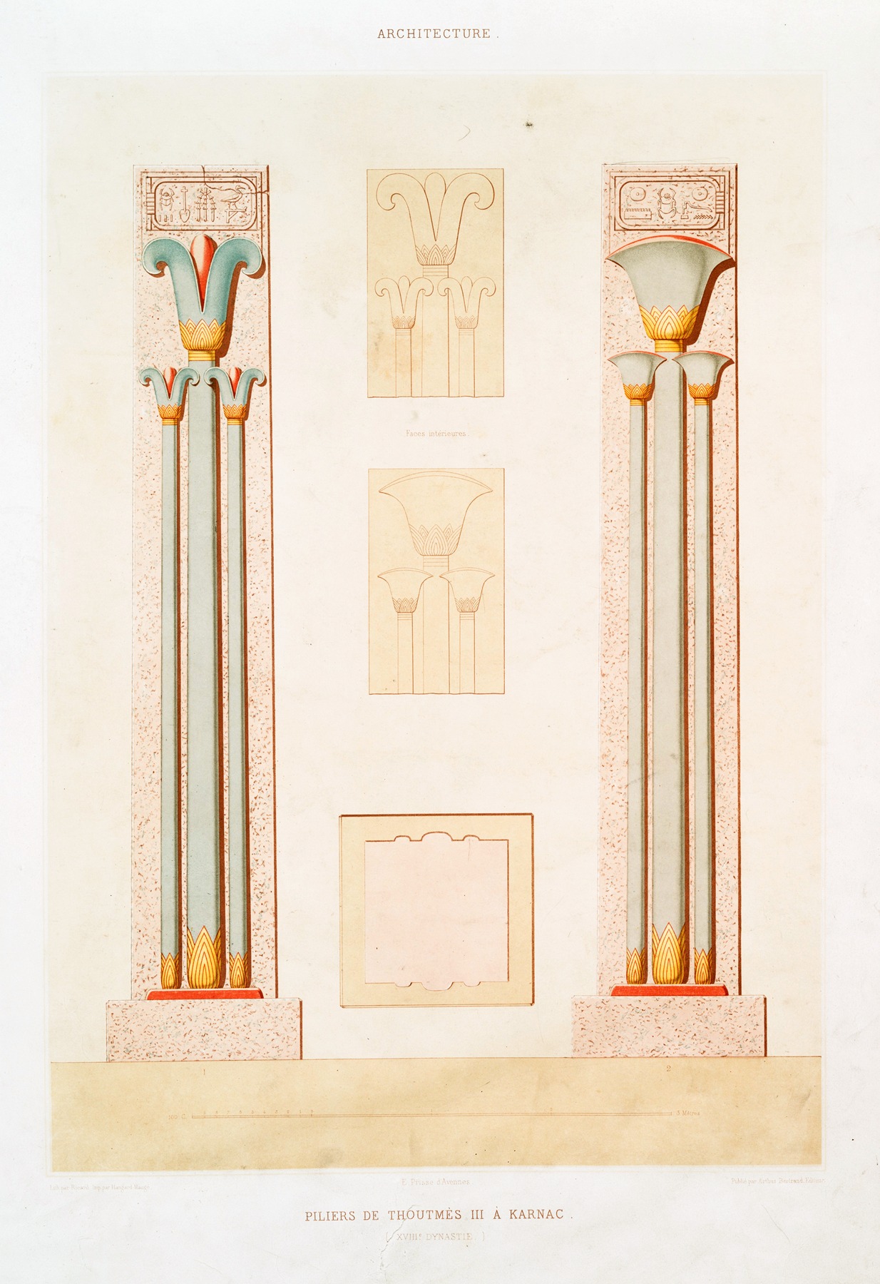Émile Prisse d'Avennes - Architecture; piliers de Thoutmès III à Karnac (XVIIIe. dynastie)