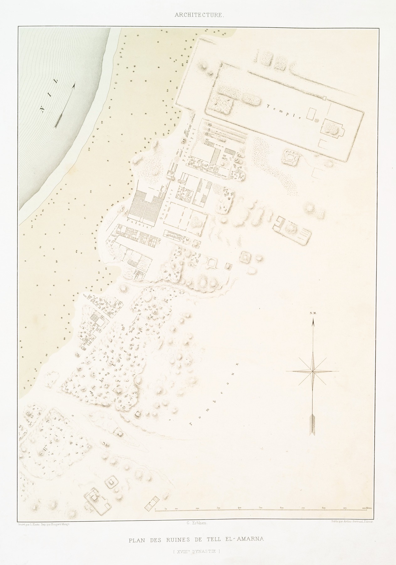 Émile Prisse d'Avennes - Architecture; plan des ruines de Tell el-Amarna (XVIIIe. dynastie)