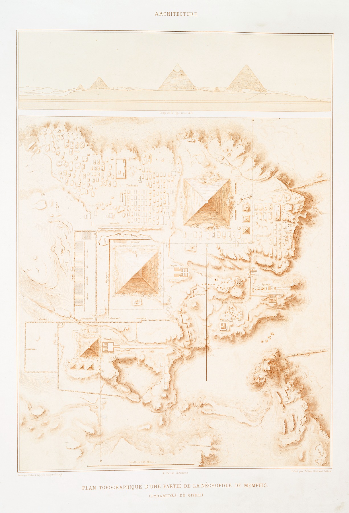 Émile Prisse d'Avennes - Architecture; plan topographique d’une partie de la nécropole de Memphis (pyramids de Gizeh)