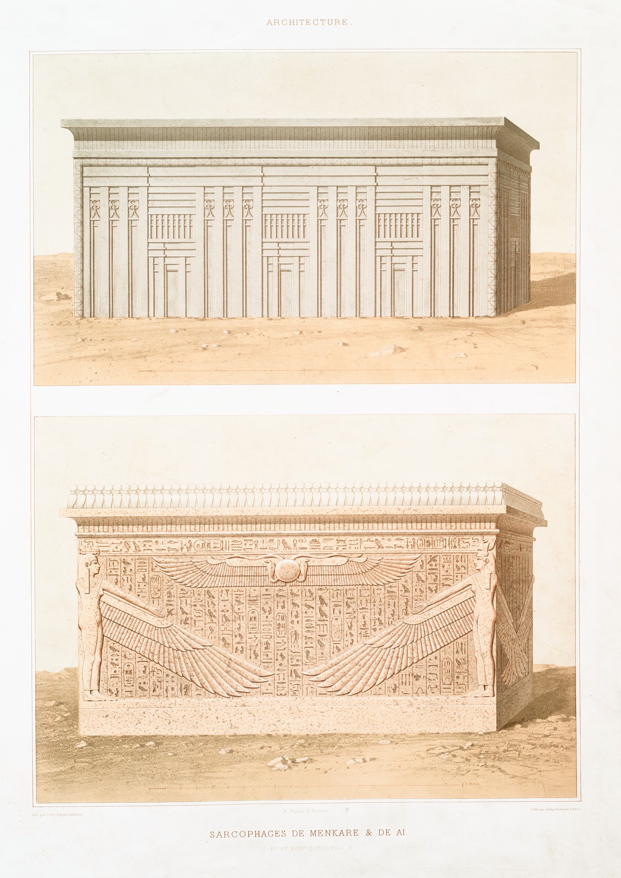 Émile Prisse d'Avennes - Architecture; sarcophages de Menkare & de Ai (IVe. et XVIIIe. dynasties)