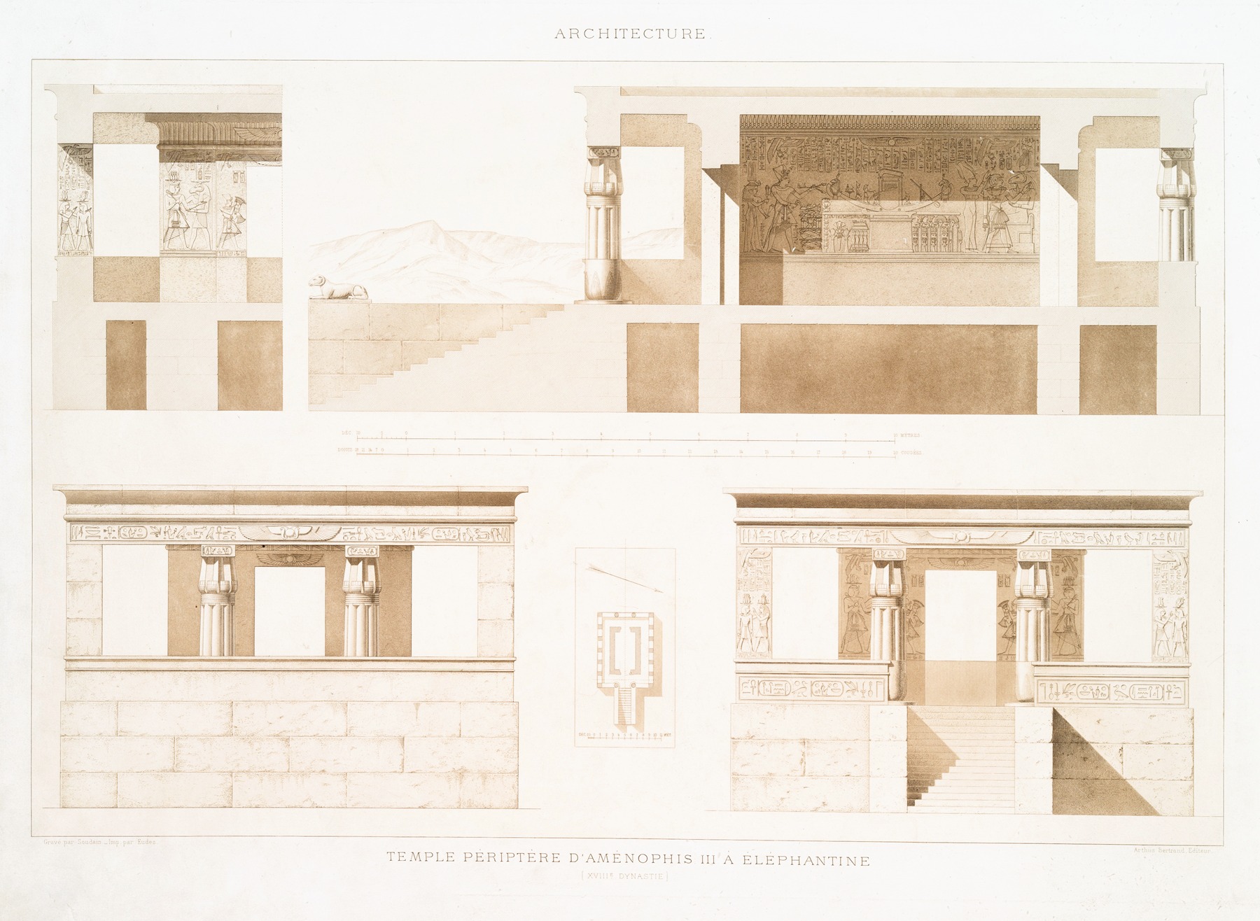 Émile Prisse d'Avennes - Architecture; temple périptère d’Aménophis III à Éléphantine (XVIIIe. dynastie)