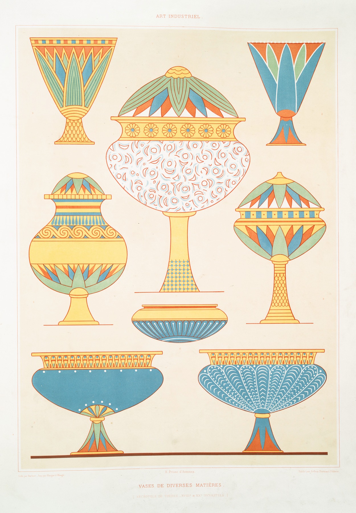 Émile Prisse d'Avennes - Art industriel; vases de diverses matières (nécropole de Thèbes — XVIIIe. et XXe. dynasties)