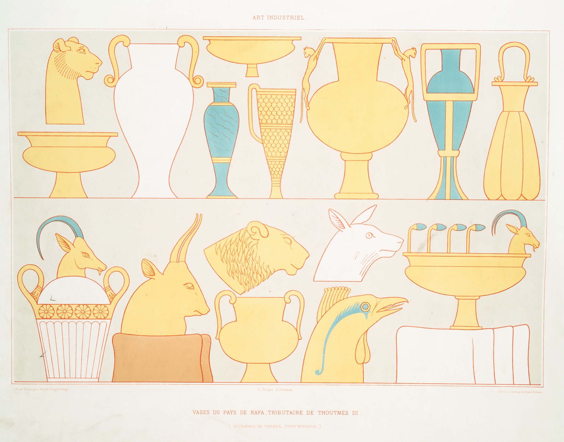 Émile Prisse d'Avennes - Art industriel; vases du pays de Kafa, tributaire de Thoutmès III (nécropole de Thèbes — XVIIIe. dynastie)