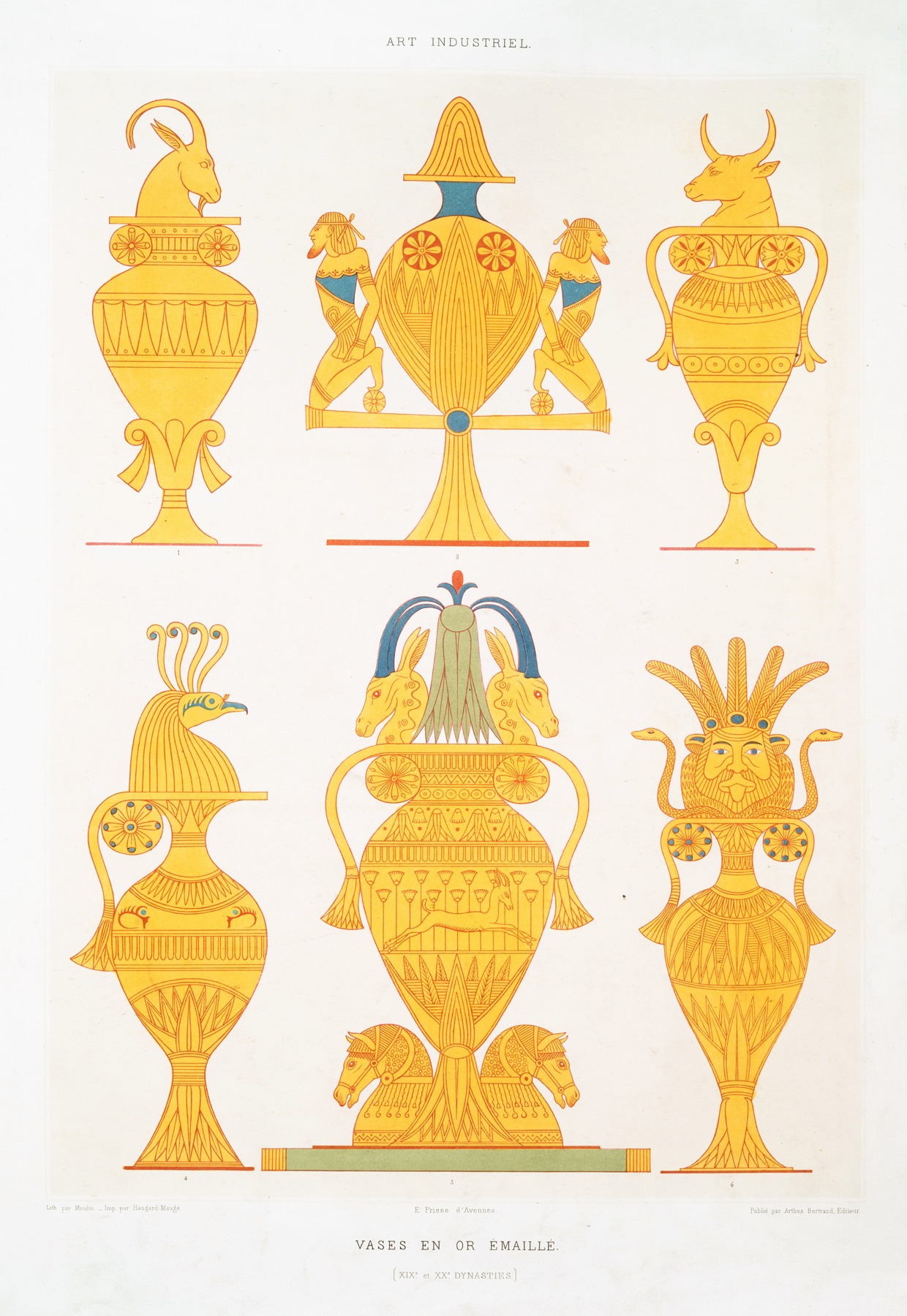 Émile Prisse d'Avennes - Art industriel; vases en or émaillé (XIXe. et XXe. dynasties)