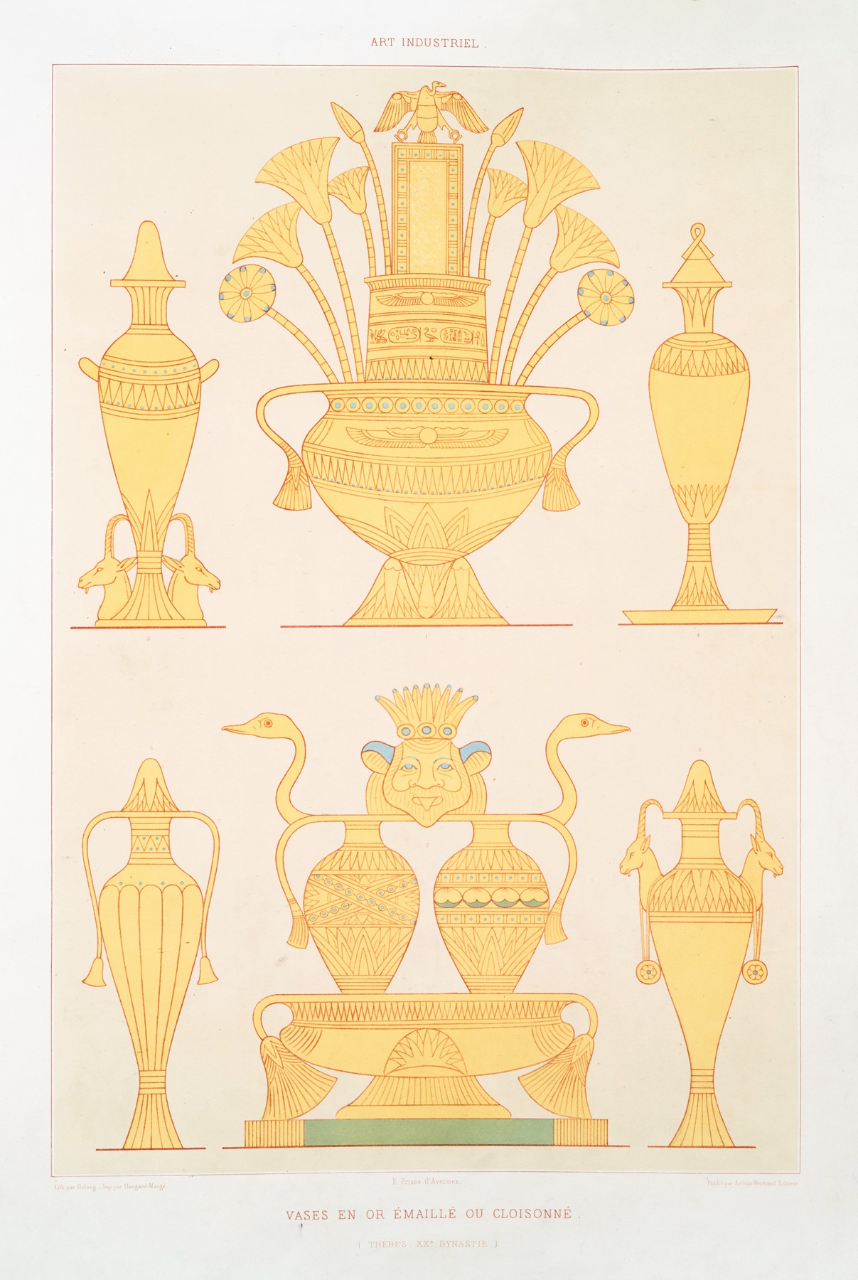 Émile Prisse d'Avennes - Art industriel; vases en or émaillé ou cloisonné (Thèbes — XXe. dynastie)