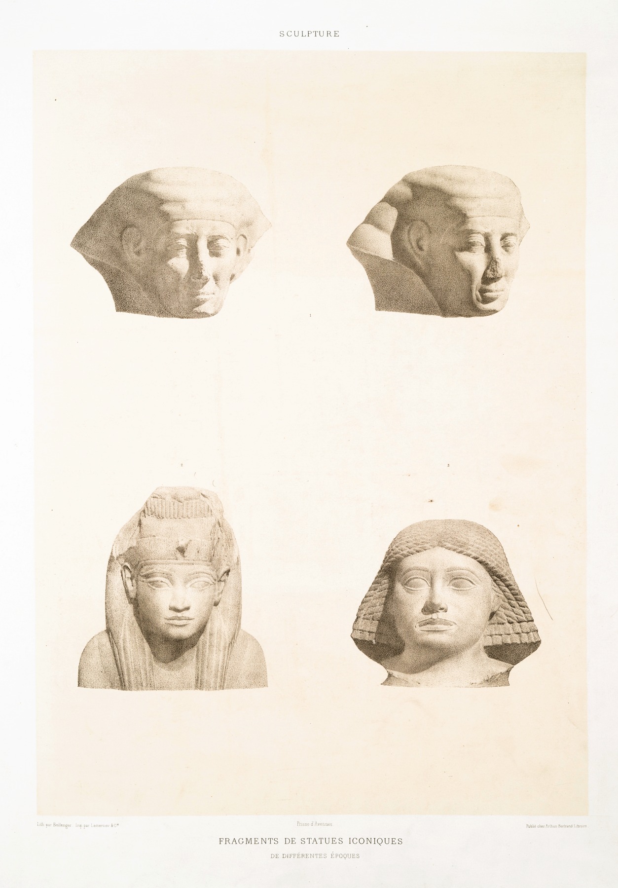 Émile Prisse d'Avennes - Sculpture; fragments de statues iconiques de différentes époques
