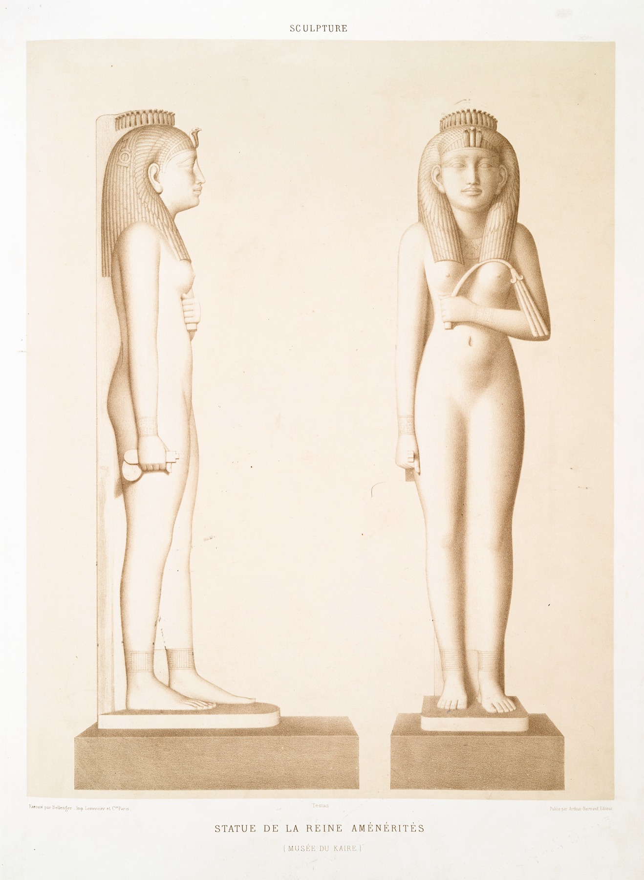 Émile Prisse d'Avennes - Sculpture; statue de la reine Aménéritès (Musée du Kaire)