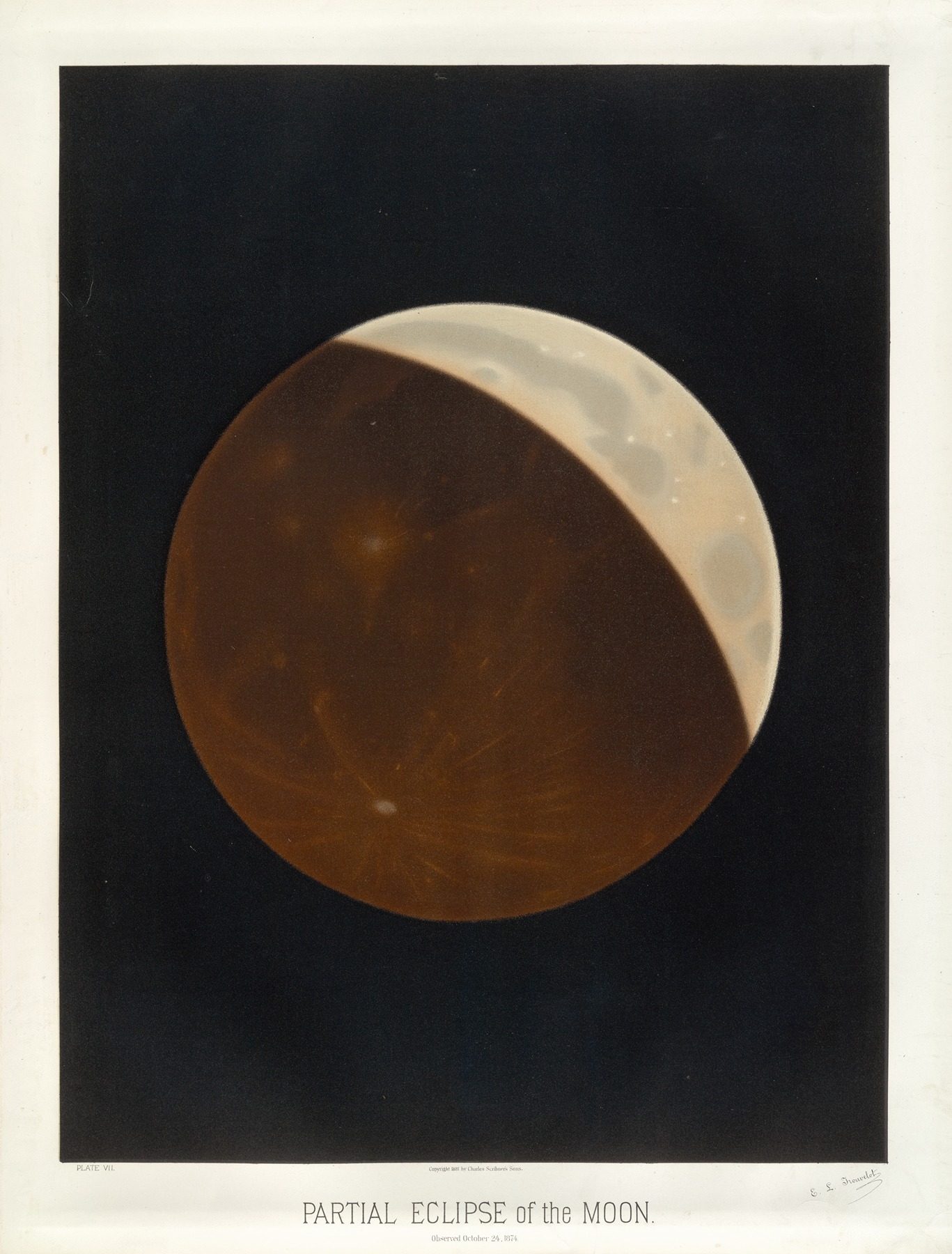 Étienne Léopold Trouvelot - Partial eclipse of the moon