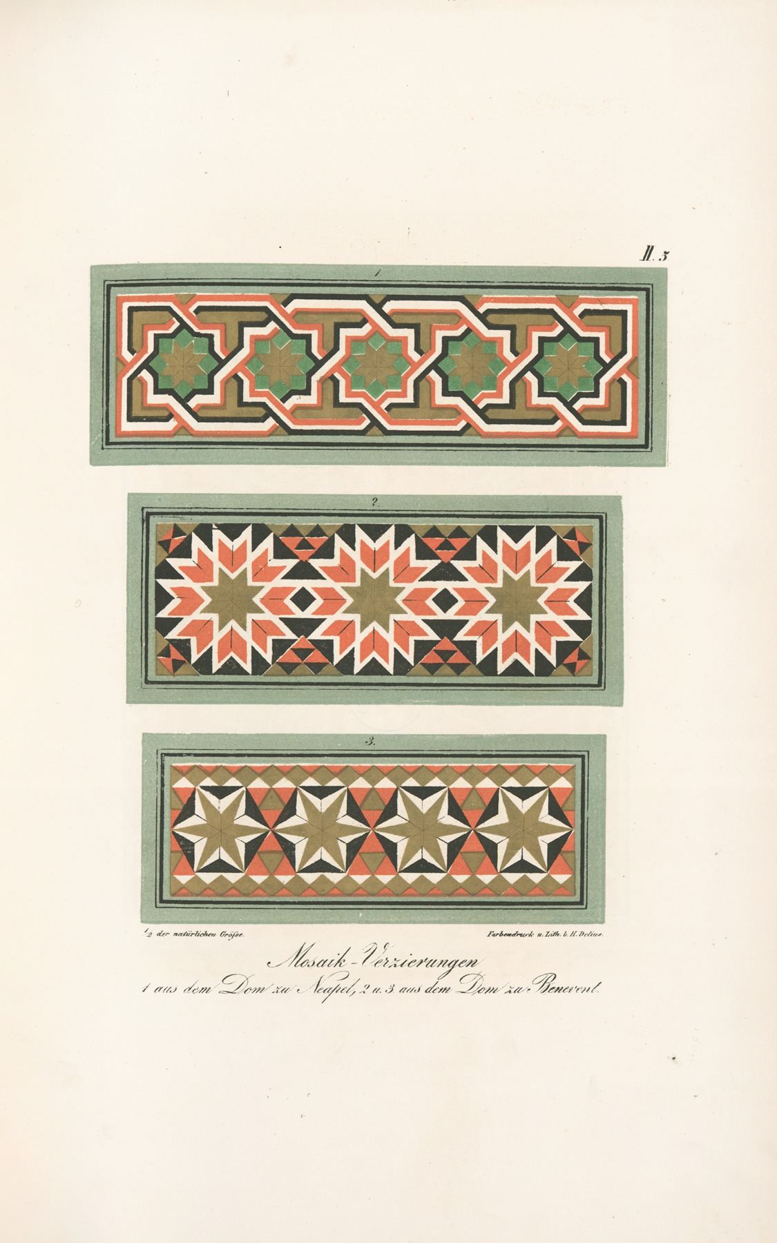 Friedrich Maximilian Hessemer - Mosaik-Verzierungen, 1 aus den Dom zu Neapel, 2 u. 3 aus dem Dom zu Benevent