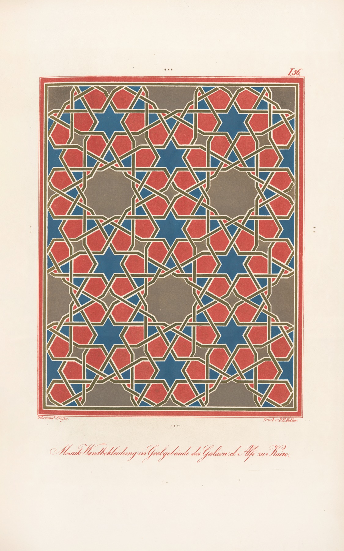 Friedrich Maximilian Hessemer - Mosaik-Wandbekleidung im Grabgebäude des Galaon el Alfi zu Kairo
