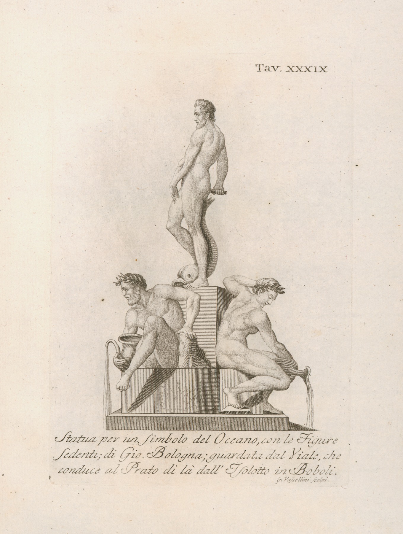 Gaetano Vascellini - Statua per un Simbolo del Oceano, con le Figure Sedenti; di Gio. Bologna