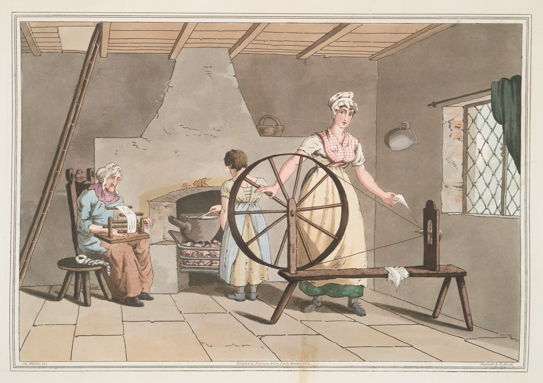 George Walker - Woman spinning, Plate 29
