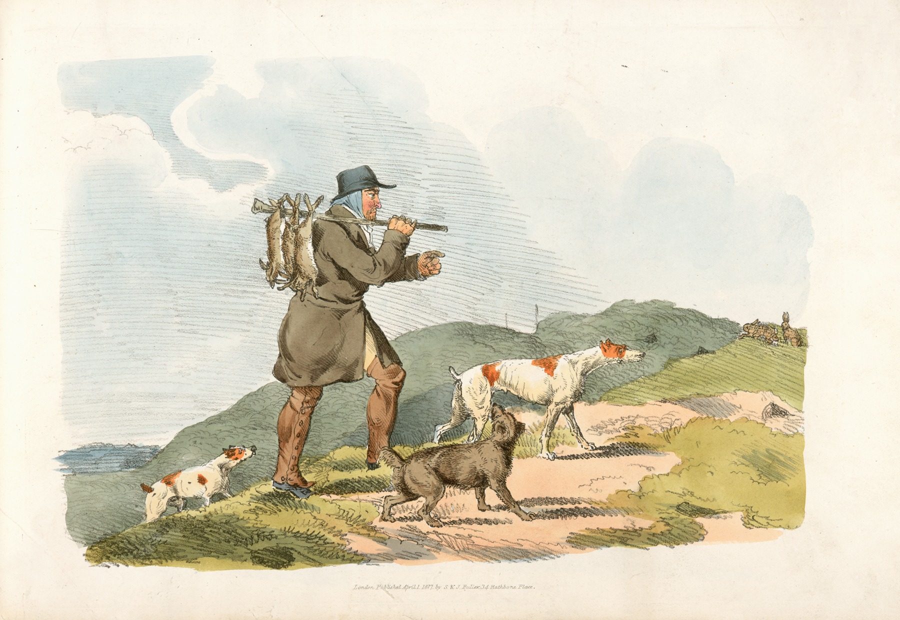 Henry Thomas Alken - A hunter with rabbits