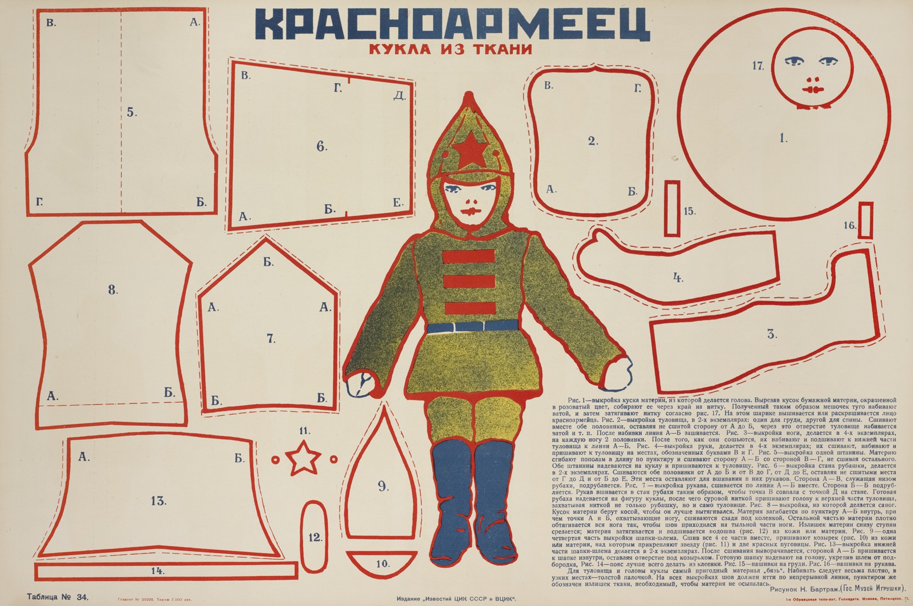 I͡Akov Aleksandrovich Tugendkholʹd - Krasnoarmeets; Kykla iz tkani (Ris. Bartram), Tablitsa No. 34
