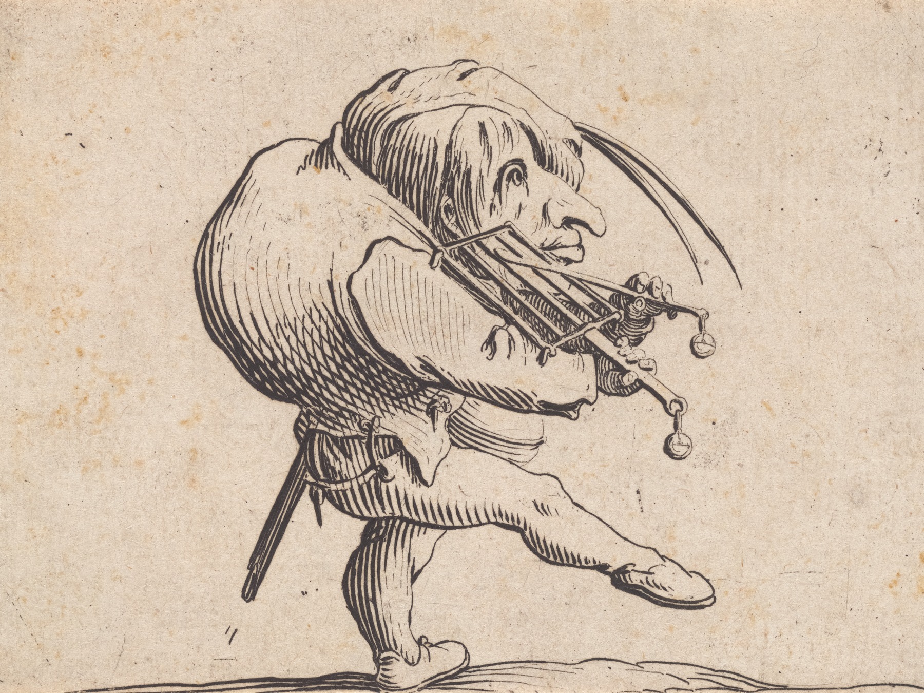 Jacques Callot - L’homme dansant en râclant un gril en guise de violon