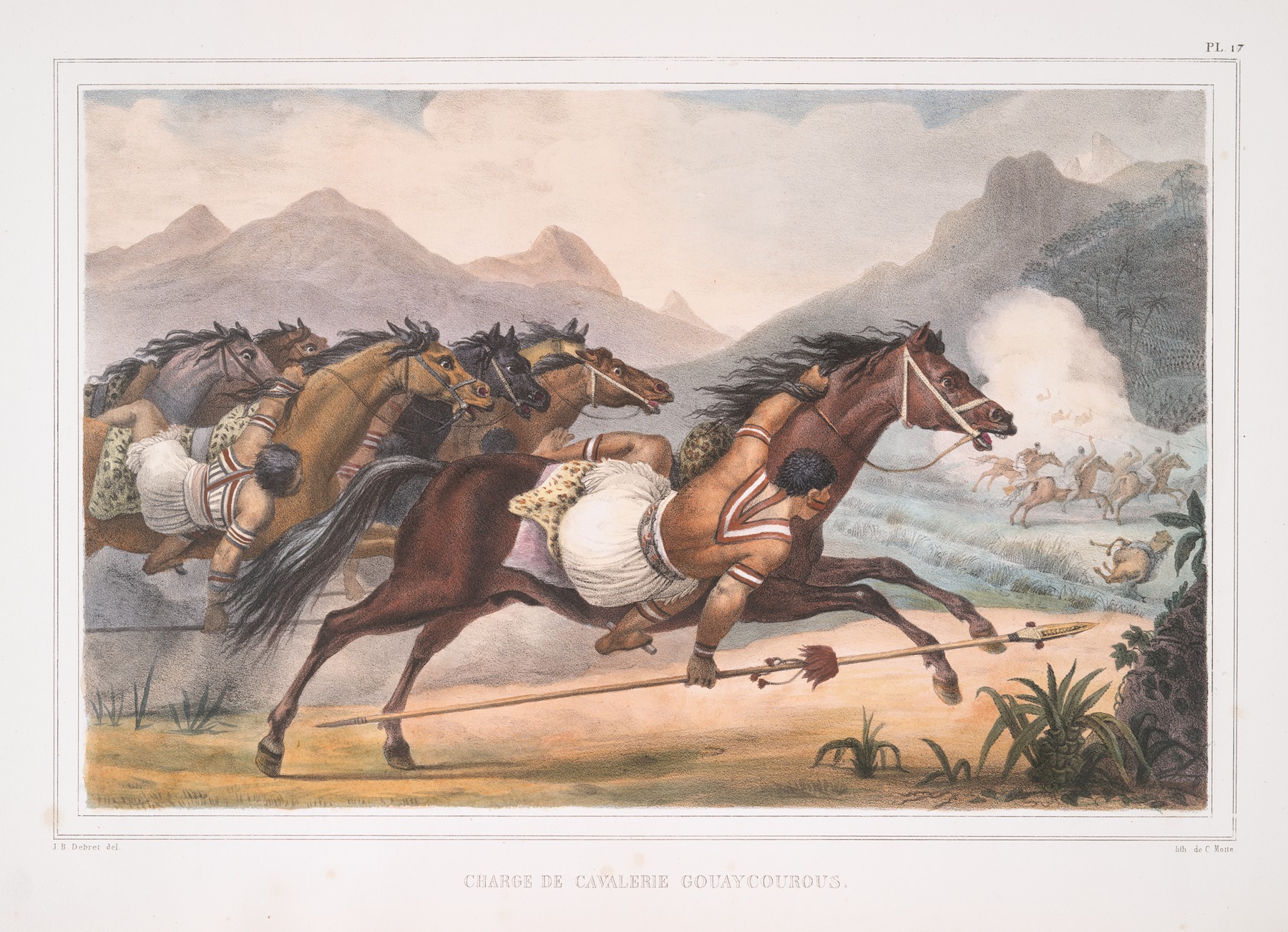 Jean Baptiste Debret - Charge de cavalerie Gouaycourous