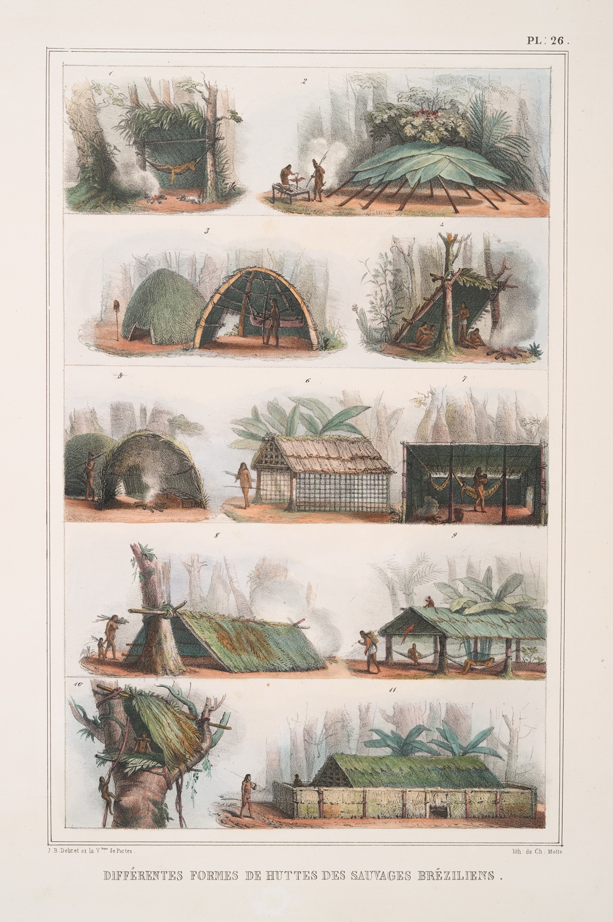 Jean Baptiste Debret - Différentes formes de huttes des sauvages bréziliens [brésiliens]