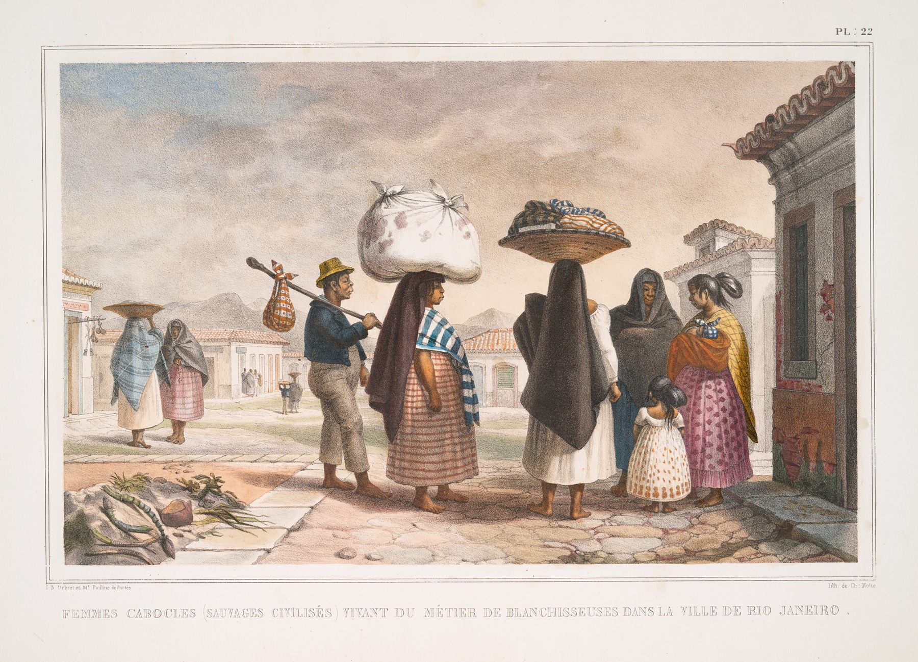 Jean Baptiste Debret - Femmes Cabocles (sauvages civilisés) vivant du métier de blanchisseuses dans la ville de Rio Janeiro