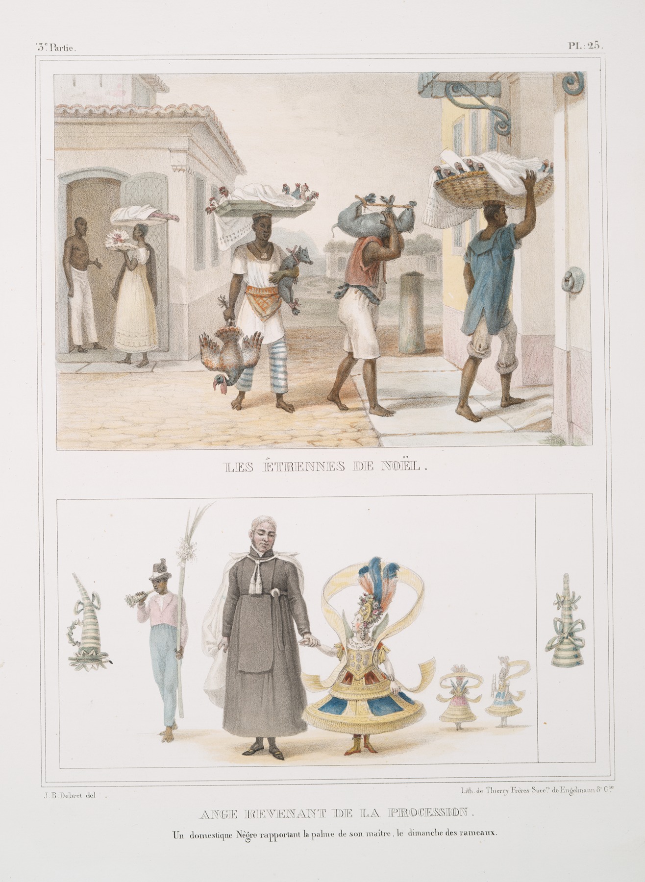 Jean Baptiste Debret - Les étrennes de Noël; Ange revenant de la procession. Un domestique nègre rapportant la palme de son maître, le Dimanche des Rameaux