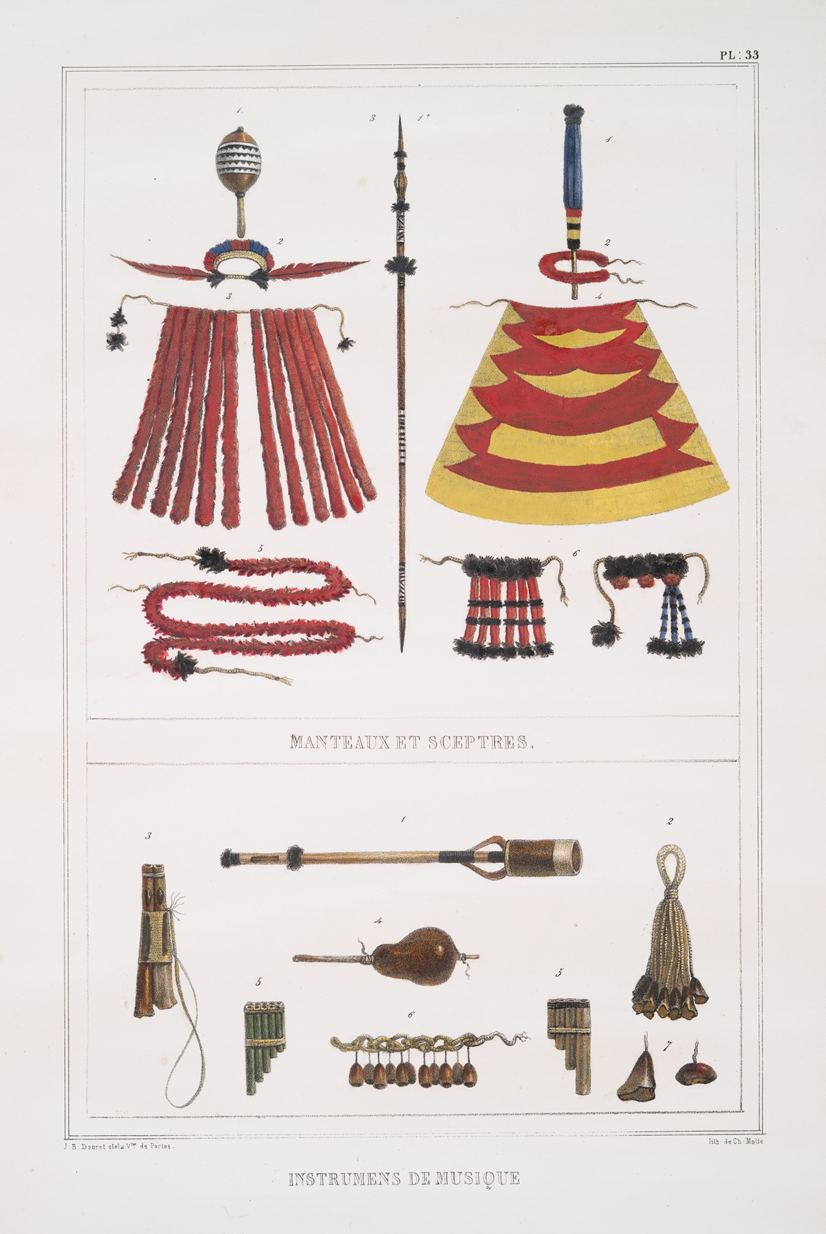 Jean Baptiste Debret - Manteaux et sceptres; Instruments de musique