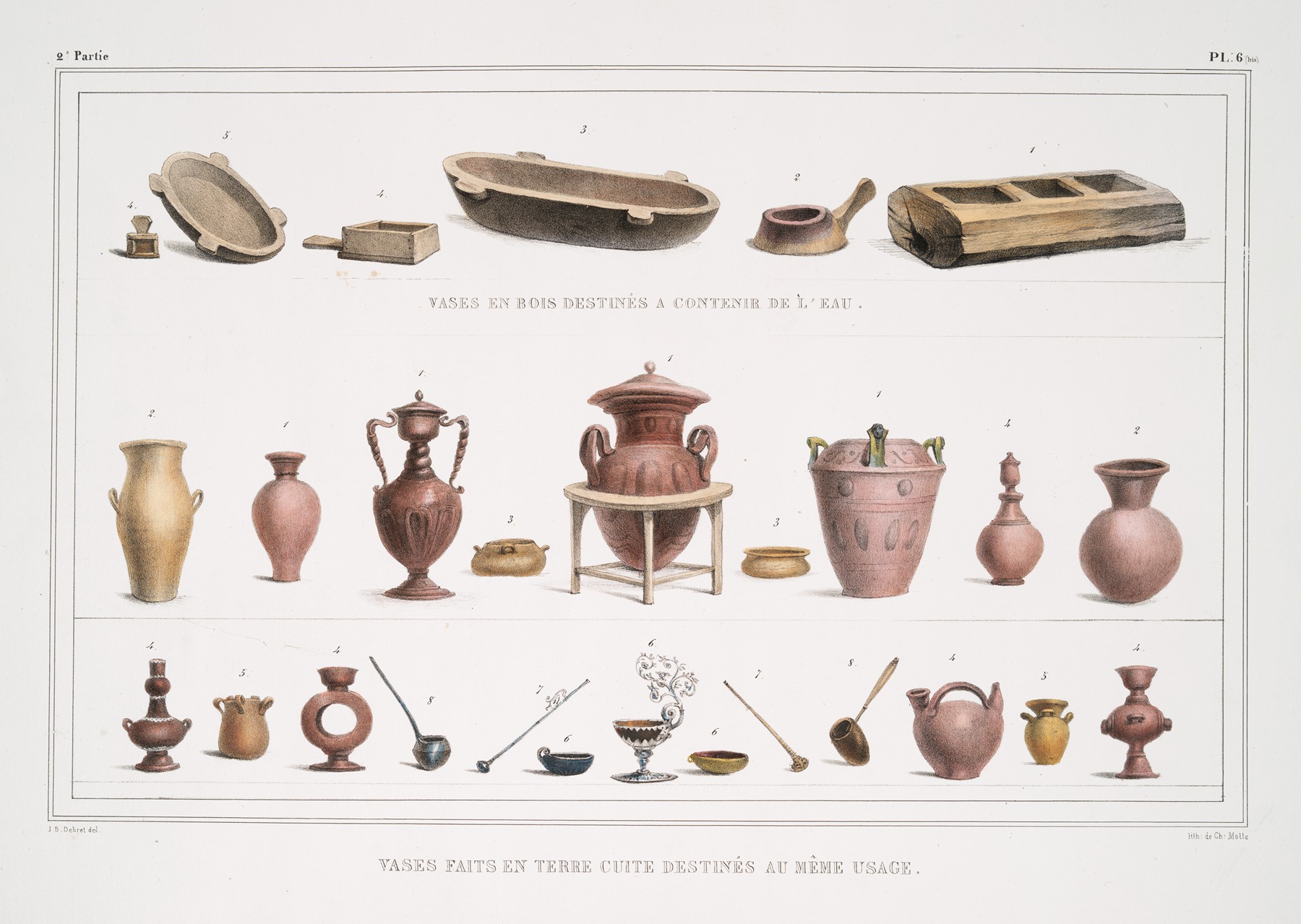 Jean Baptiste Debret - Vases en bois destinés à contenir de l’eau; Vases faits en terre cuite destinés au même usage