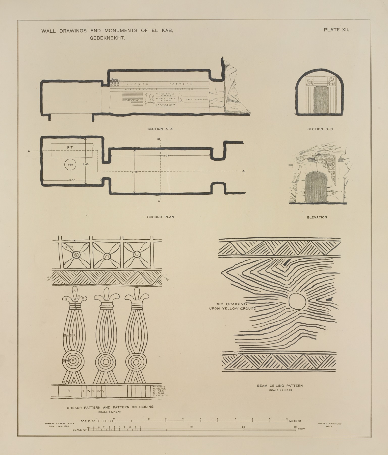 Joseph John Tylor - Wall drawings and monuments of El Kab. Sebeknekht